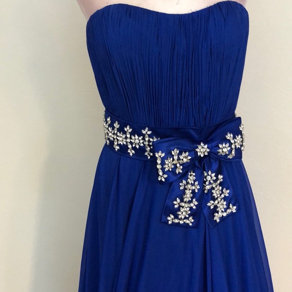 Royal Blue chiffon with train - Picture 6 of 16